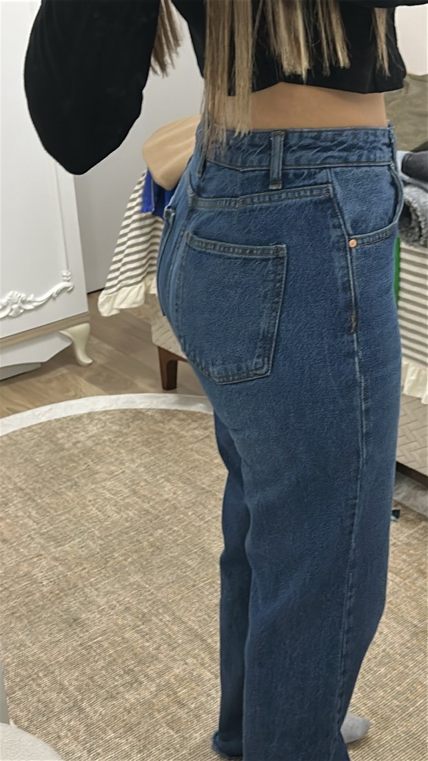 Kadın Lacivert Bol Kesim wıde leg jean - Görsel 3