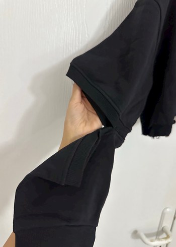 Siyah Oversize Kadın Sweatshirt - Görsel 2