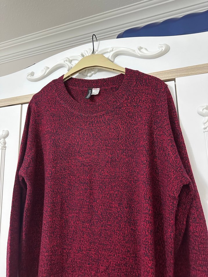 Bordo Örgü Kadın Salaş Kazak - Görsel 3