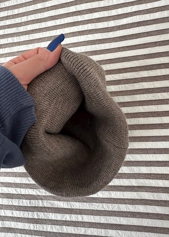 Kadın Gri Örgü Yün Bere - Görsel 3