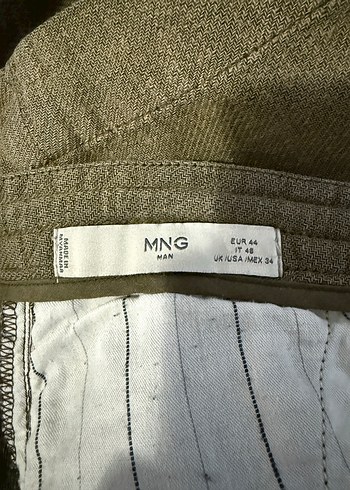 MANGO ERKEK HAKİ KETEN BERMUDA ŞORT - Görsel 5