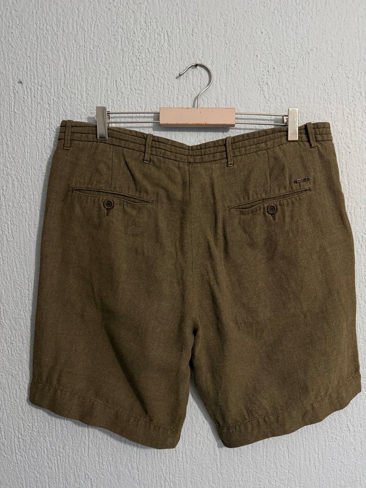 MANGO ERKEK HAKİ KETEN BERMUDA ŞORT - Görsel 4