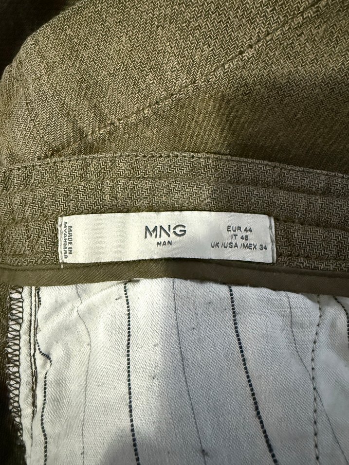 MANGO ERKEK HAKİ KETEN BERMUDA ŞORT - Görsel 5