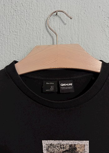 Bershka Siyah Baskılı Erkek Oversize Tişört - Görsel 4