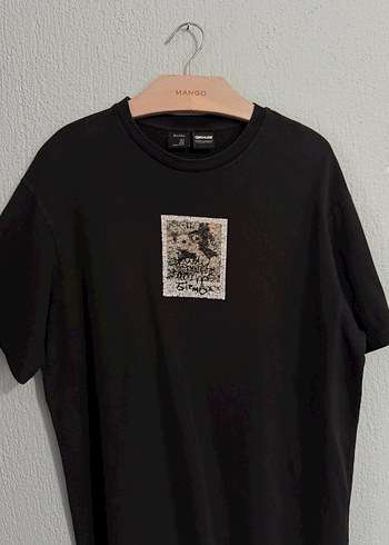 Bershka Siyah Baskılı Erkek Oversize Tişört - Görsel 3