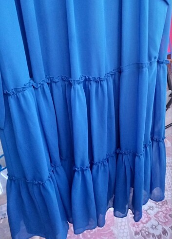 42 Beden mavi Renk Tesettür şifon elbise 