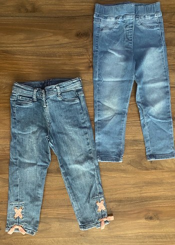 2adet Kız Çocuk Mavi Pastel Skinny Denim Pantolon