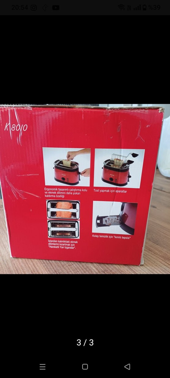 Arçelik K 8010 Kırmızı Ekmek Kızartma Makinesi - Görsel 3