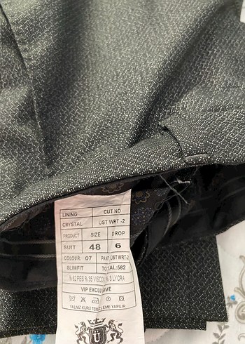 48 Beden Gri siyah Düğmeli Erkek Takım Elbise