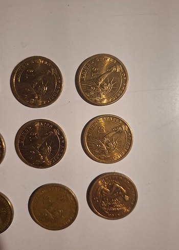 Altın Renkli Vintage 1 dolarlar kolleksiyonluk 11 adet - Görsel 5