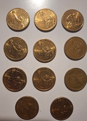 Altın Renkli Vintage 1 dolarlar kolleksiyonluk 11 adet - Görsel 2