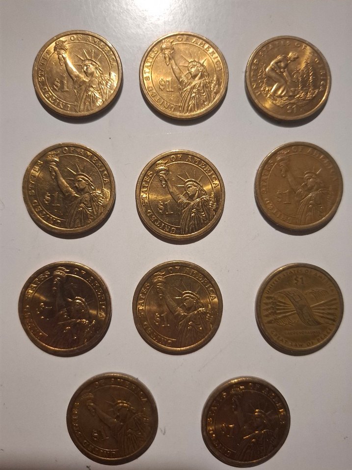 Altın Renkli Vintage 1 dolarlar kolleksiyonluk 11 adet - Görsel 2