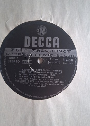 Sibelius 2LP Set - Finlandia ve Diğer Eserler plak - Görsel 5