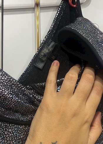 Yılan Desenli Gri Uzun Kollu Abiye Elbise - Görsel 3