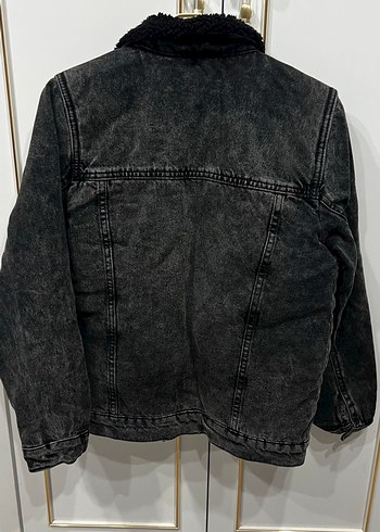 Kürklü Siyah erkek çocuk Denim Ceket - Görsel 4