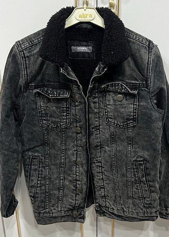 Kürklü Siyah erkek çocuk Denim Ceket - Görsel 2