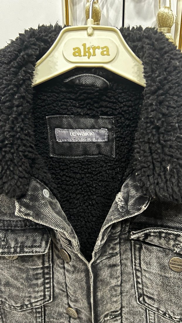 Kürklü Siyah erkek çocuk Denim Ceket - Görsel 3