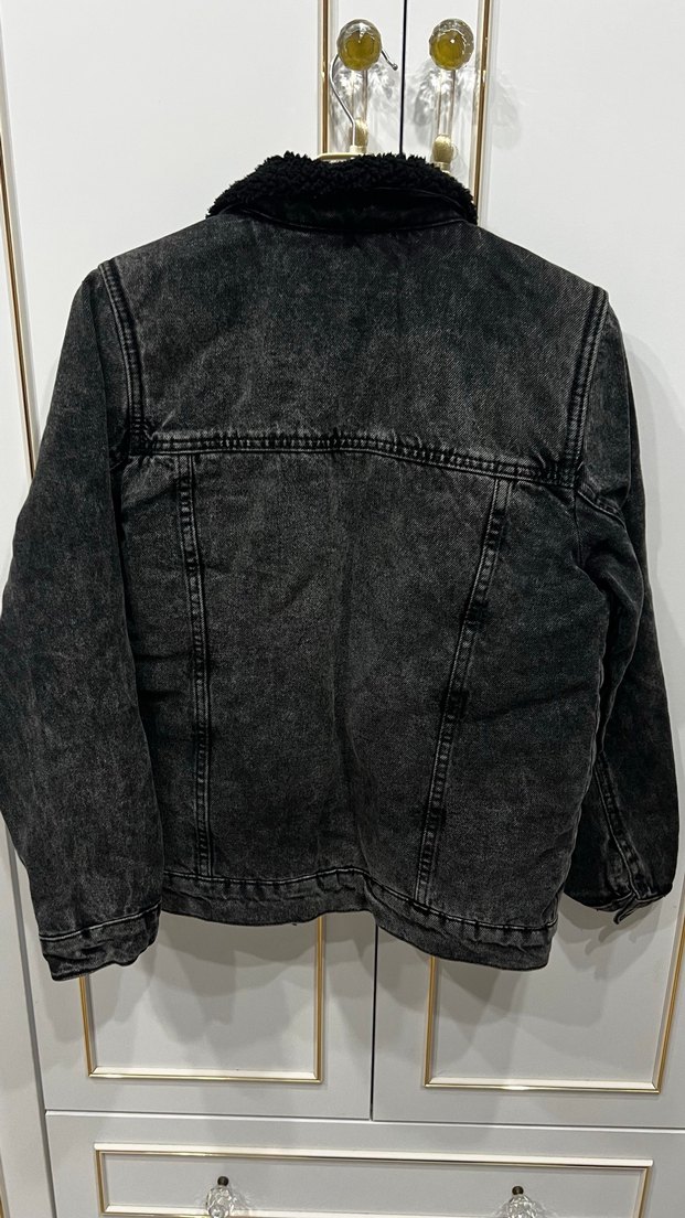Kürklü Siyah erkek çocuk Denim Ceket - Görsel 4