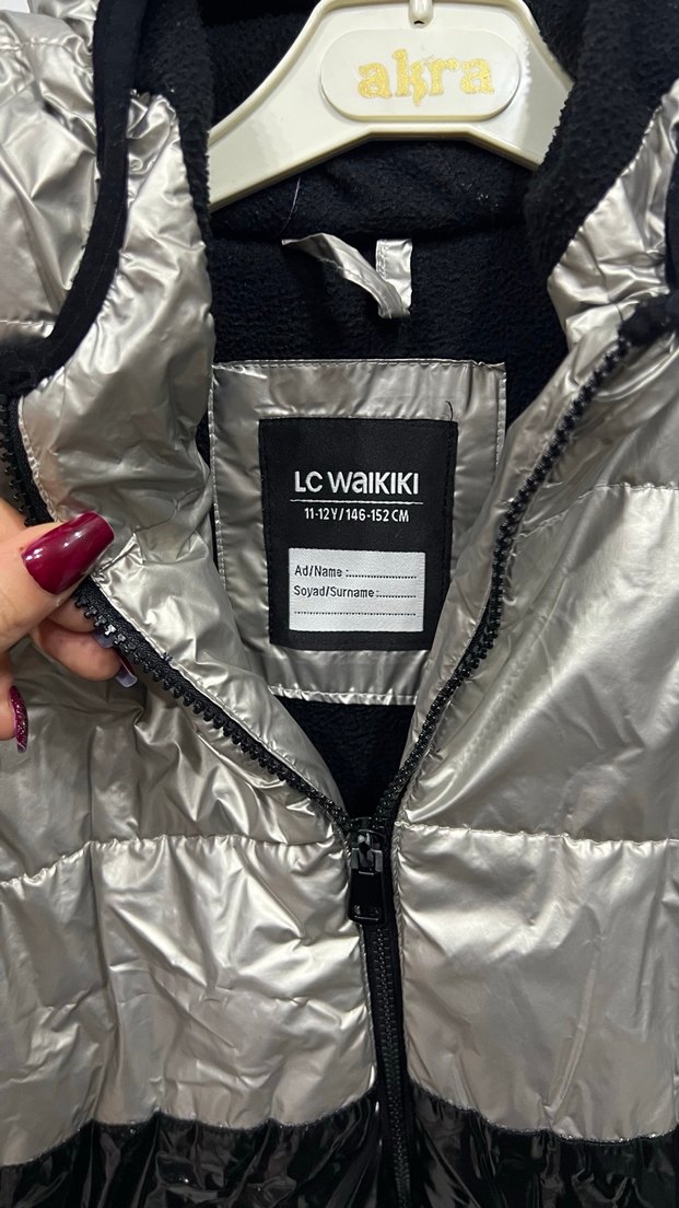 Gri Siyah parlak çocuk Mont - Görsel 4