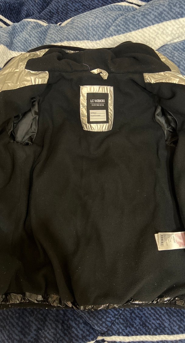 Gri Siyah parlak çocuk Mont - Görsel 5