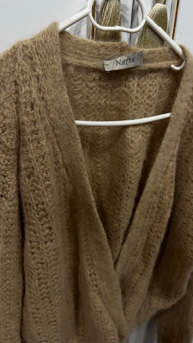 Vintage Stil Ajurlu Örgü Hırka (Nafta) - Görsel 2