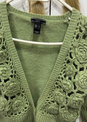 Mango Yeşil Nakışlı Bohem Kadın Hırka - Görsel 2