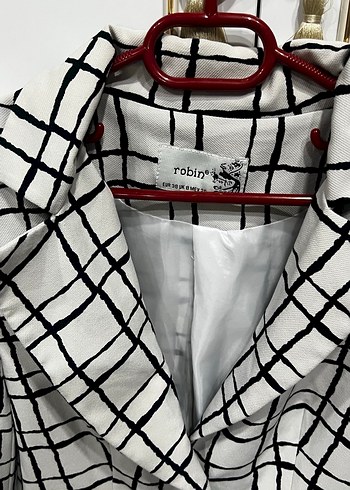 Robin marka Düğmeli Kareli Kadın Blazer Ceket - Görsel 3