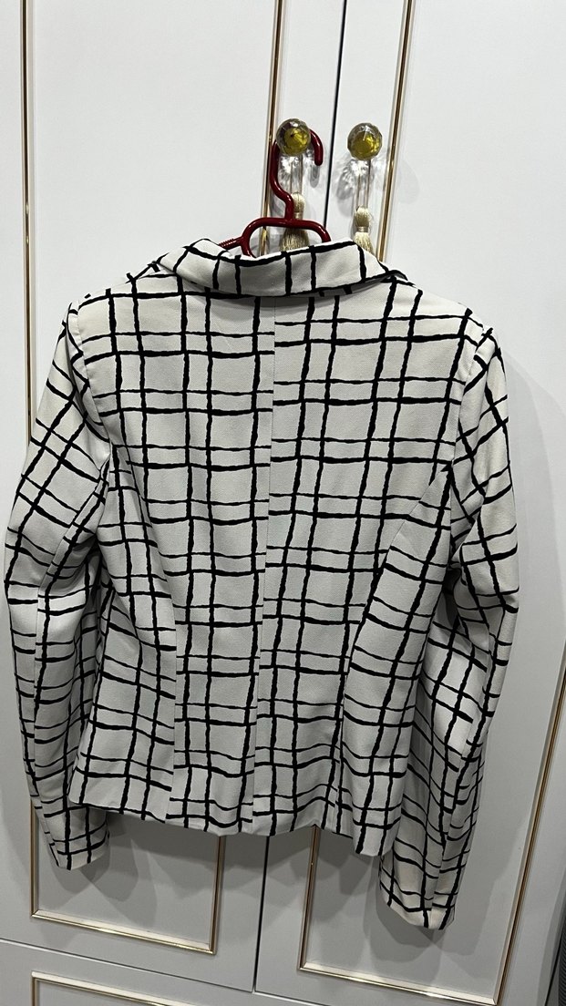 Robin marka Düğmeli Kareli Kadın Blazer Ceket - Görsel 4