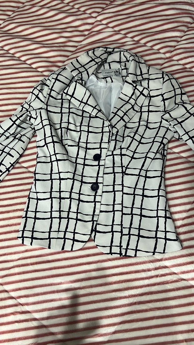 Robin marka Düğmeli Kareli Kadın Blazer Ceket - Görsel 2