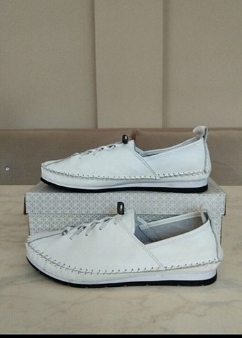 Hakiki Deri Beyaz günlük Kadın Ayakkabı - Görsel 3