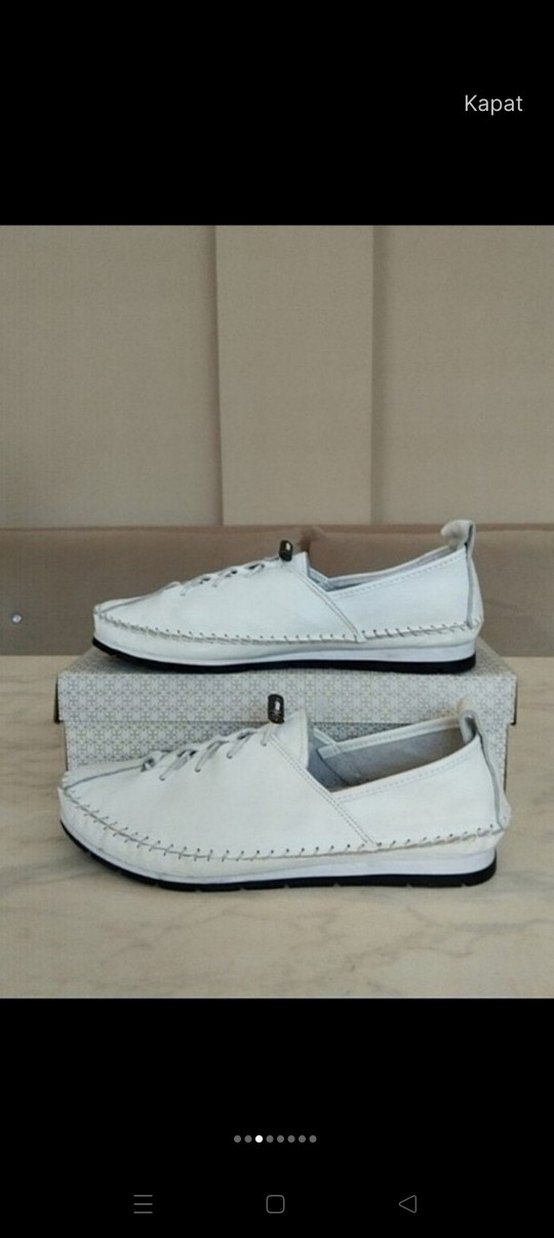 Hakiki Deri Beyaz günlük Kadın Ayakkabı - Görsel 3