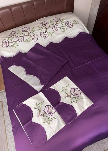 Mor Nakışlı saten pike takımı - Görsel 3