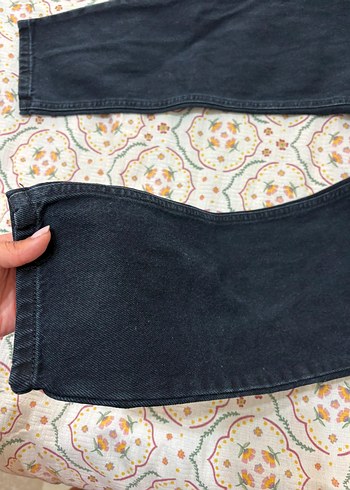 Kadın Siyah Rahat Kesim Midi Denim Pantolon - Görsel 3