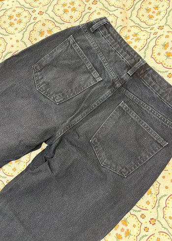 Kadın Siyah Rahat Kesim Midi Denim Pantolon - Görsel 5