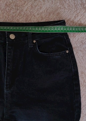 Kadın Siyah Rahat Kesim Midi Denim Pantolon - Görsel 6