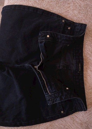 Kadın Siyah Rahat Kesim Midi Denim Pantolon - Görsel 8