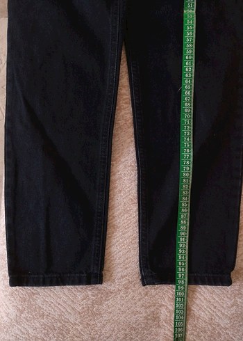 Kadın Siyah Rahat Kesim Midi Denim Pantolon - Görsel 7