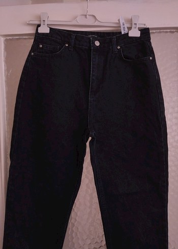 Kadın Siyah Rahat Kesim Midi Denim Pantolon - Görsel 9