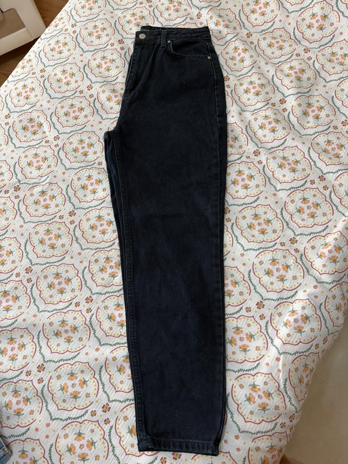 Kadın Siyah Rahat Kesim Midi Denim Pantolon - Görsel 4