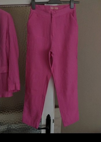 Pembe Keten Kadın Blazer Takım - Görsel 5