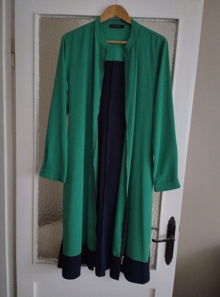 Fermuarlı Yeşil Uzun tesettür tunik - Görsel 3