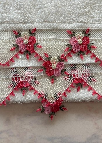 iğne oyası analı kızlı havlu takimi - Görsel 7