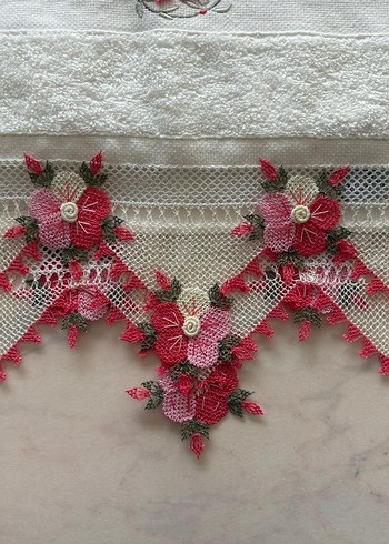 iğne oyası analı kızlı havlu takimi - Görsel 8