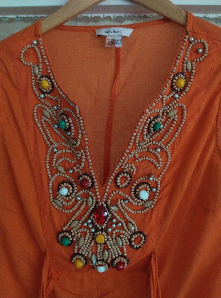 zara boncuk işlemeli elbise tunik - Görsel 3