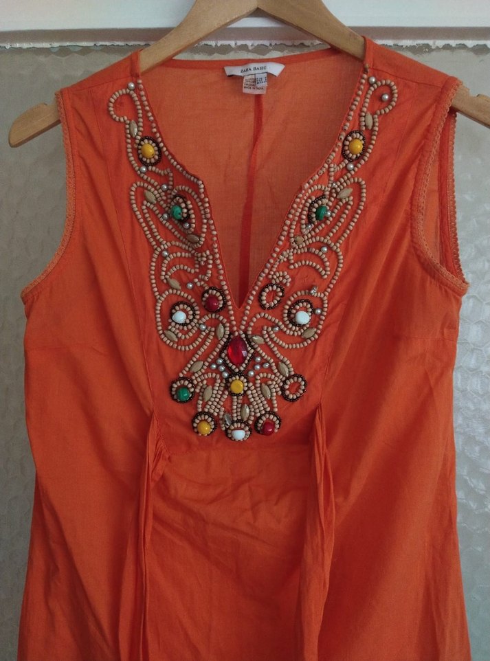 zara boncuk işlemeli elbise tunik - Görsel 2