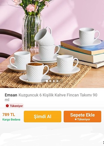 Beyaz Kabartmalı 6'lı Fincan ve Tabak Seti - Görsel 4