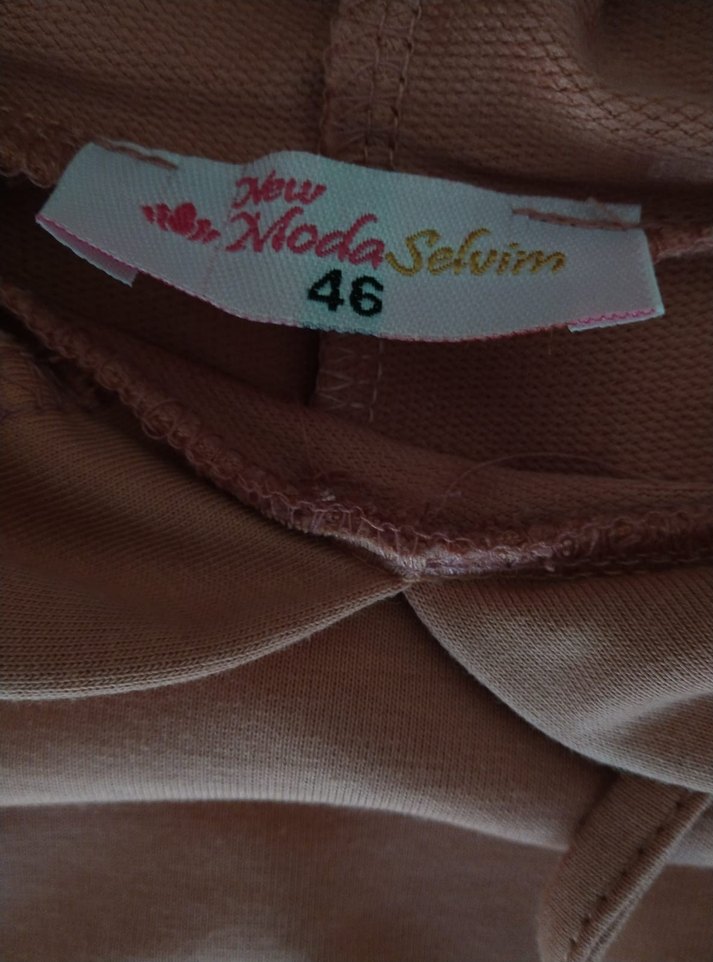 Pembe Kapüşonlu Uzun tesettür Salaş Tunik - Görsel 5