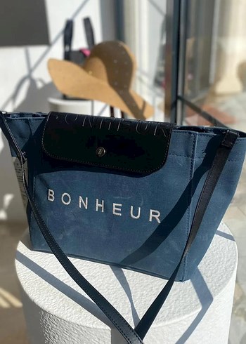 Bonheur tote bag kanvas Kadın Omuz Çantası