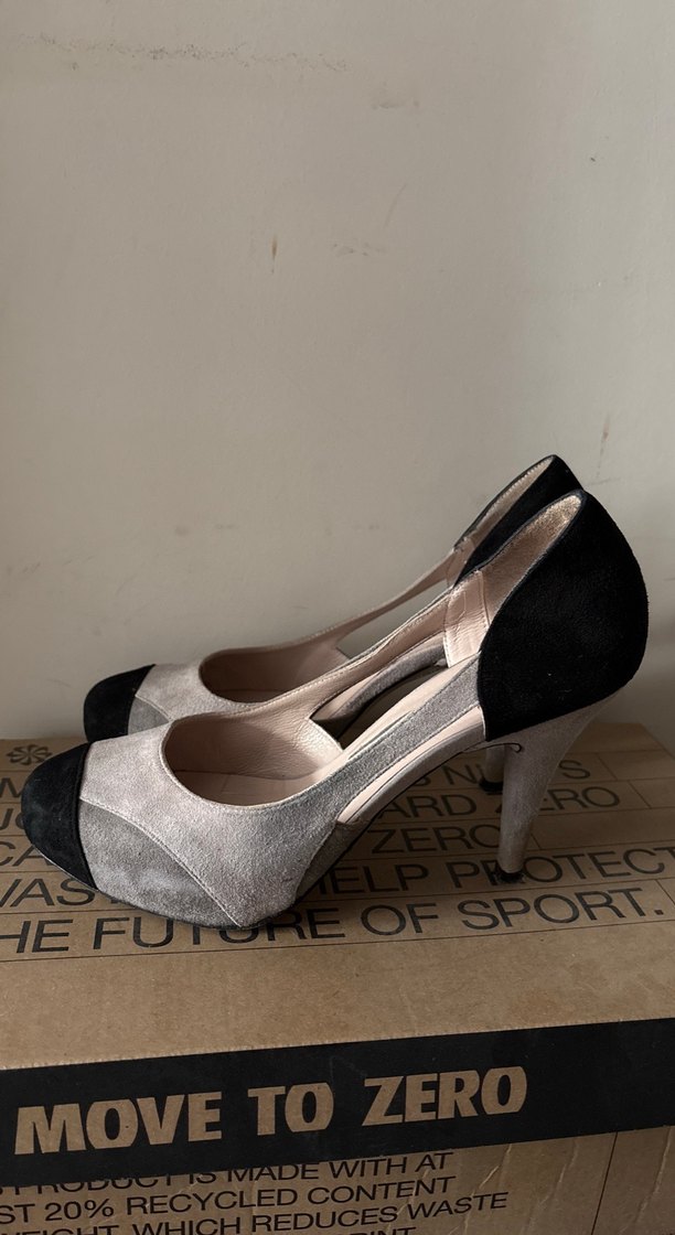 Gri Süet Tokalı Yüksek Topuklu Stiletto - Görsel 3