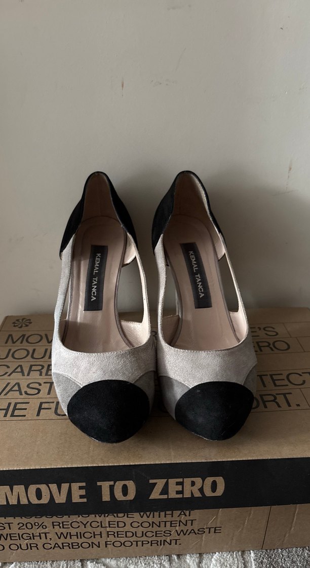 Gri Süet Tokalı Yüksek Topuklu Stiletto - Görsel 2